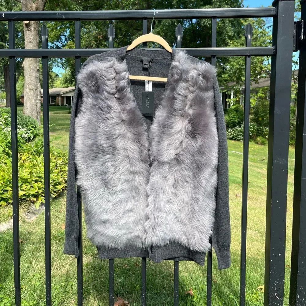 J Crew Collection Shearling Cardigan NWT